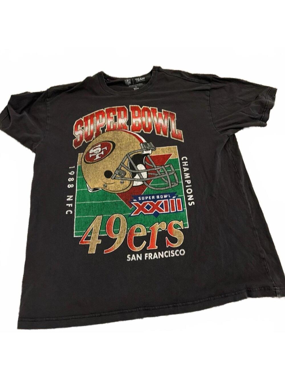 NFL Team Apparel Mens Super Bowl 49ers Black Graphic Tee L